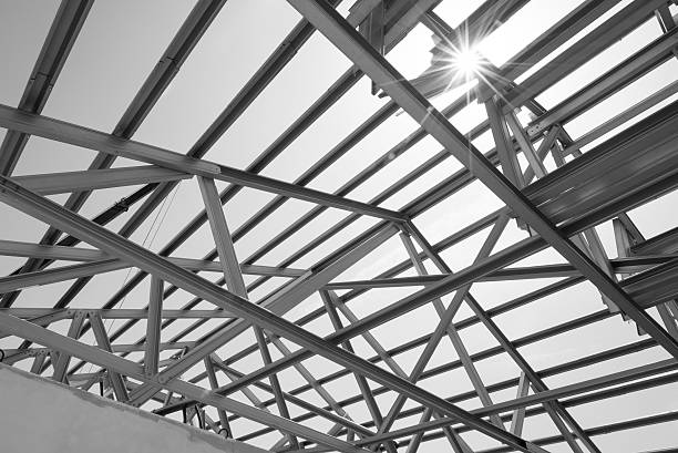 structure d'acier sur le toit. - roof lightweight industry architecture photos et images de collection