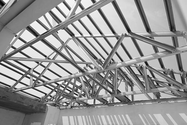 istock Structure of steel roof. 589417270