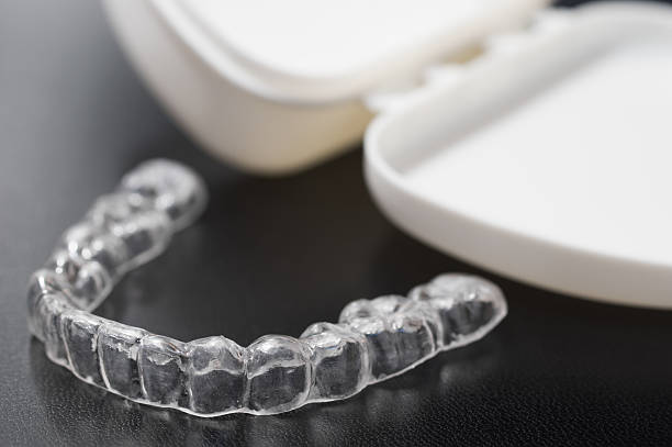 Dental Night Guard Dental Appliance, Dental Night Guard, Dental Equipment, White Case mouthguard stock pictures, royalty-free photos & images