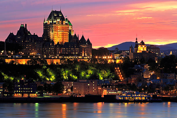 istock Quebec City skyline at dusk and Saint Lawrence River 589418214