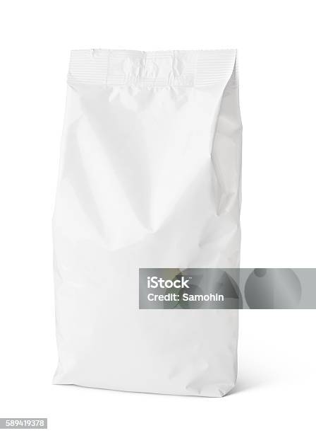 Snack Blank Paper Bag Package On White Stock Photo - Download Image Now - White Color, Packaging, Model - Object