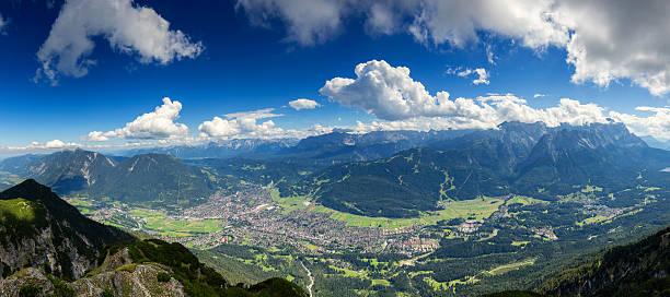 Panorama of  Garmisch-Partenkirchen on a amazing summer day. 