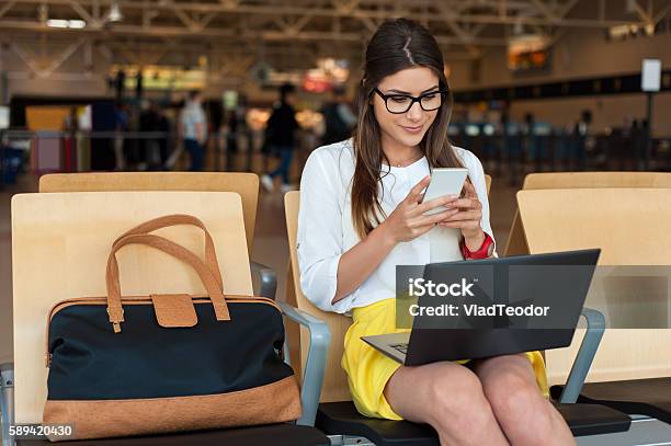 Air Travel Concept And Modern Technology Stock Photo - Download Image Now - Bench, Business, Explorer