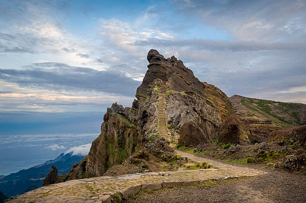 istock Sunset view of rocky mountain peak on the hiking path 589426434