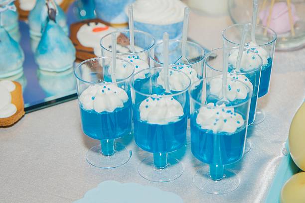 Candy bar on wedding ceremony with different candies