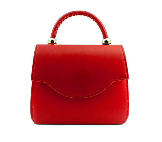 istock Red female leather bag isolated on white background. 589427080