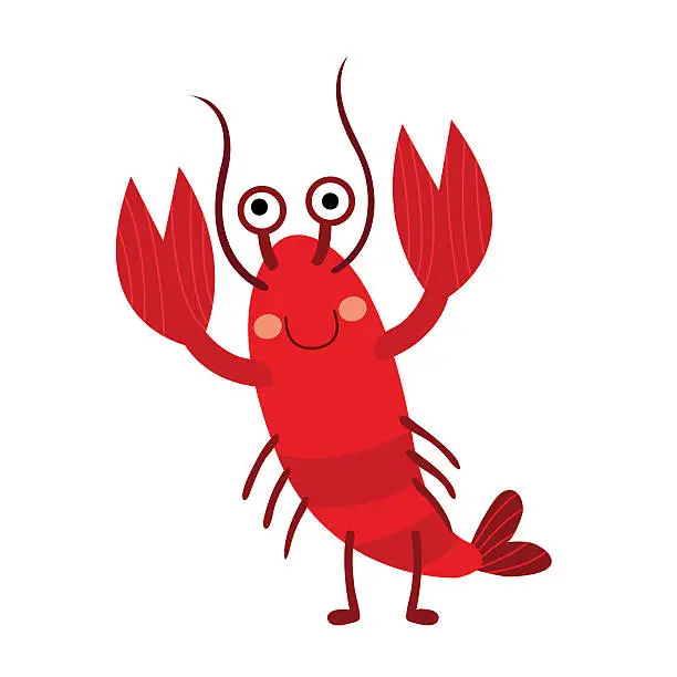 Vector illustration of Lobster animal cartoon character vector illustration.