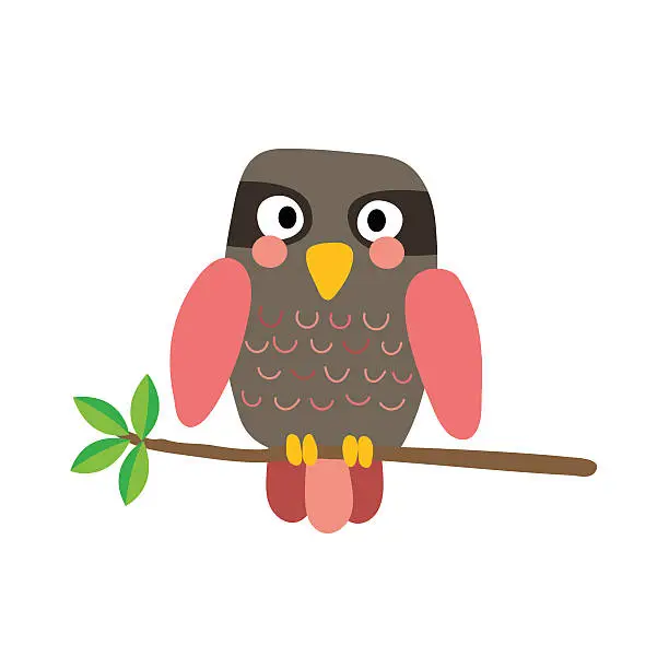 Vector illustration of Pink Owl bird animal cartoon character vector illustration.