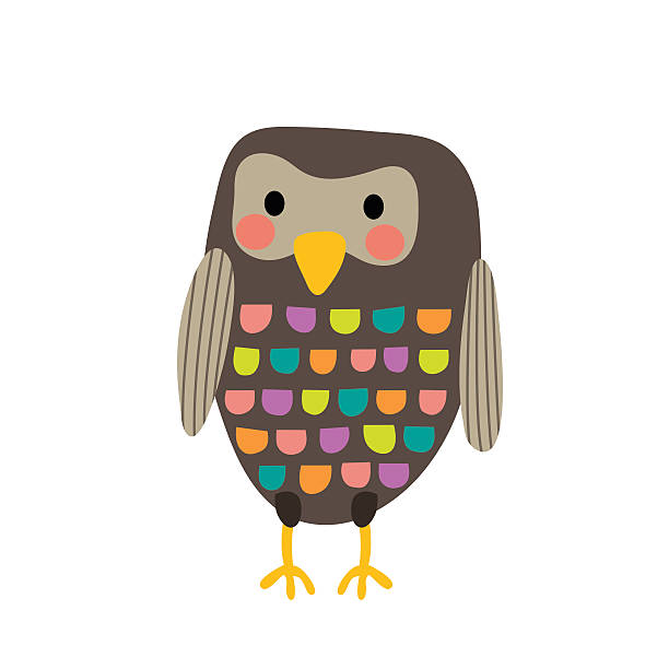 istock Standing colorful Owl bird animal cartoon character vector illustration. 589429560