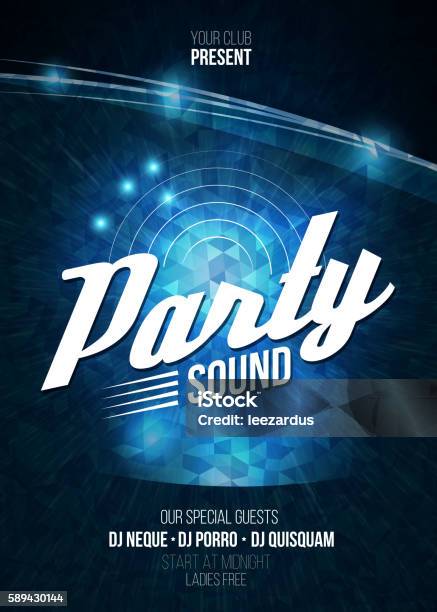 Night Disco Party Poster Background Template Vector Illustration Stock Illustration - Download Image Now