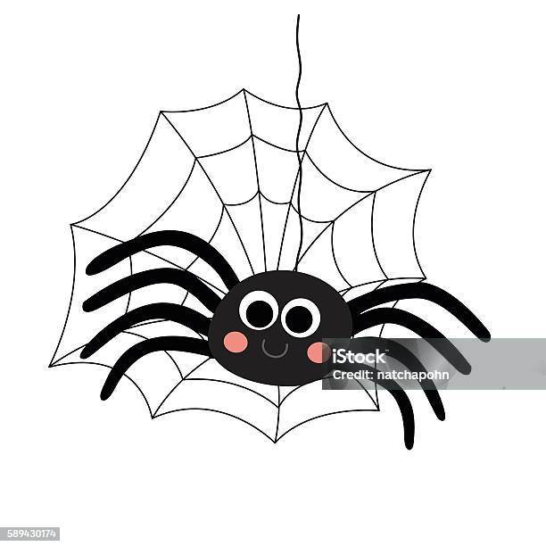 Black Spider Animal Cartoon Character Vector Illustration Stock Illustration - Download Image Now