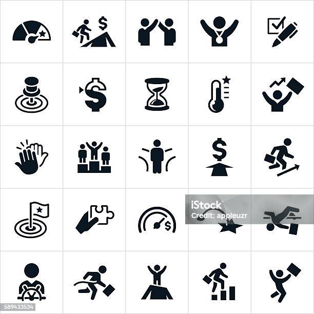 Goals Icons Stock Illustration - Download Image Now - Icon Symbol, Currency, Conquering Adversity