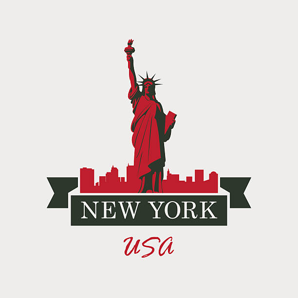 illustrazioni stock, clip art, cartoni animati e icone di tendenza di statua della libertà - new york state immagine