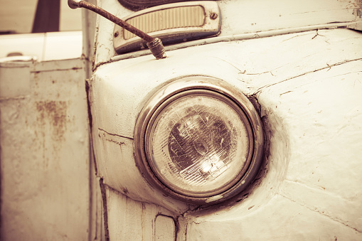 headlight of old car, vintage