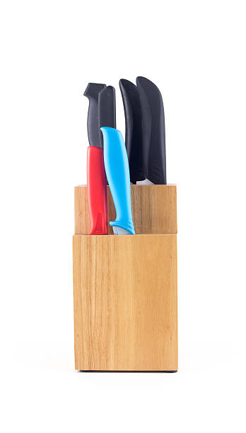 istock knife holder made from wood isolated white background 589435394