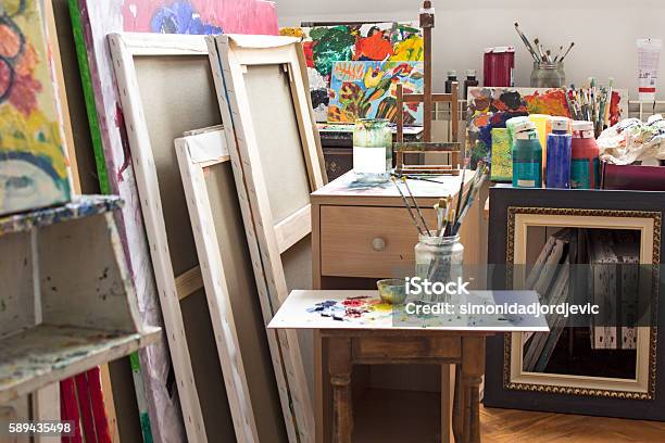 Art Studio Stock Photo - Download Image Now - Art Studio, Easel, Painter - Artist