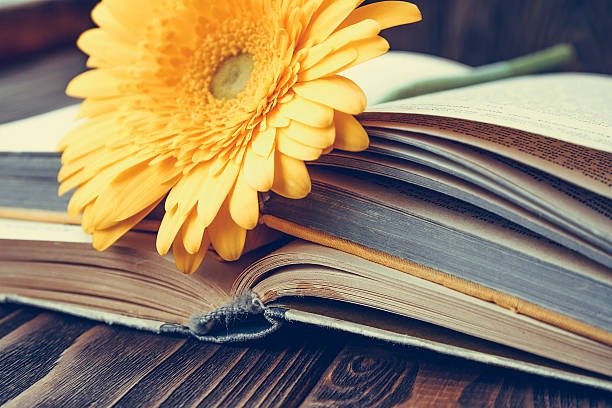 istock Vintage books and flower 589435548