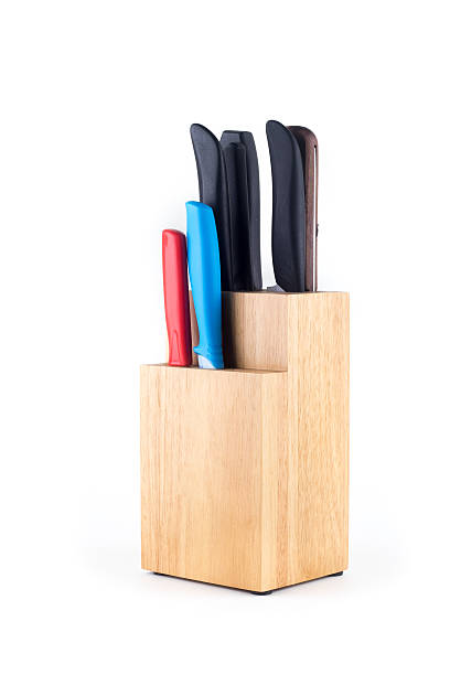 istock knife holder made from wood isolated white background 589435818