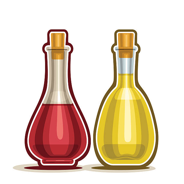 декантер с красным и белым винным уксусом - wine decanter red restaurant stock illustrations