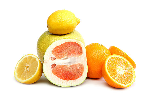 istock Citrus fruits isolated on white. 589439538