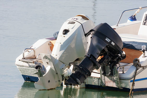 istock Couple of outboard engines 589442100