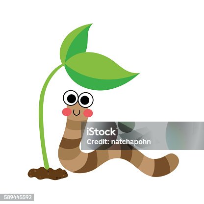 istock Happy Worm animal cartoon character vector illustration. 589445592