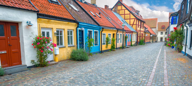 old swedish street - sweden nobody building exterior architectural feature imagens e fotografias de stock