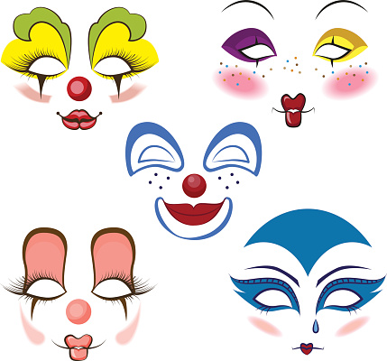 Set of clown masks (makeup)