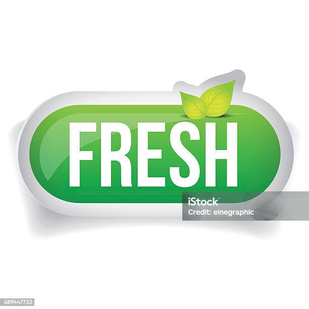 Freshers Button Fresh Button Vector With Leaves Stock Illustration - Download Image Now ...