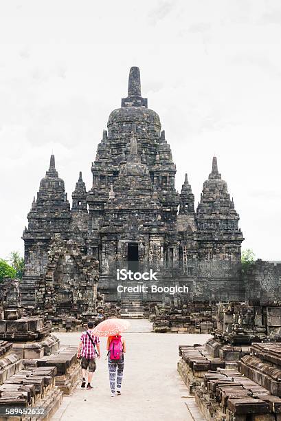 Tourist Visit Ancient Candi Sewu Prambanan Temple In Java Indonesia Stock Photo - Download Image Now