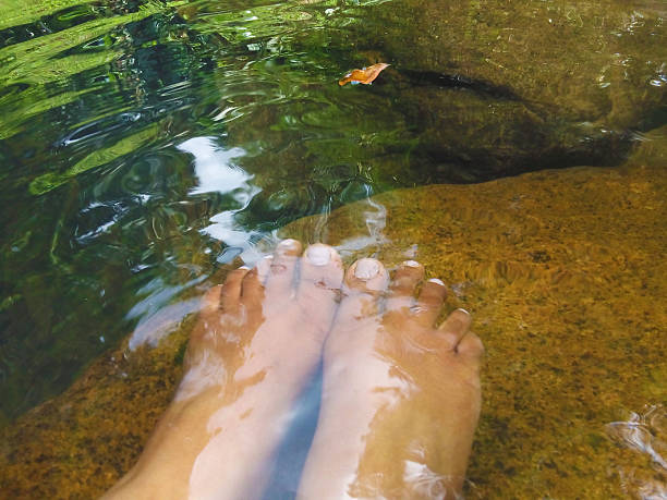istock Girl's feet in water 589454856