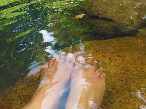 Human feet in water