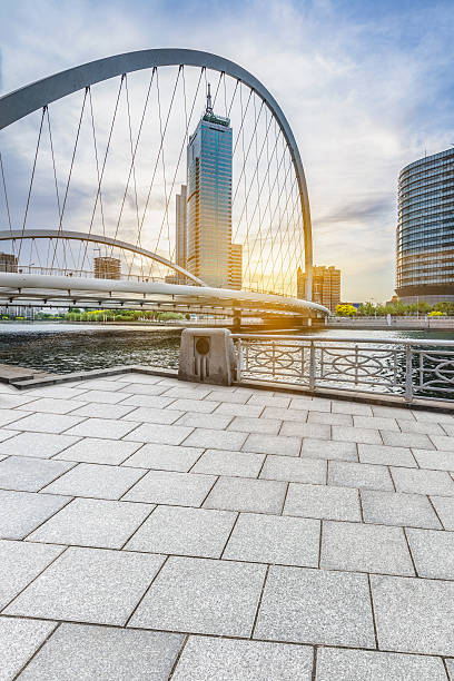 istock empty floor and city skyline under blue sky 589459322