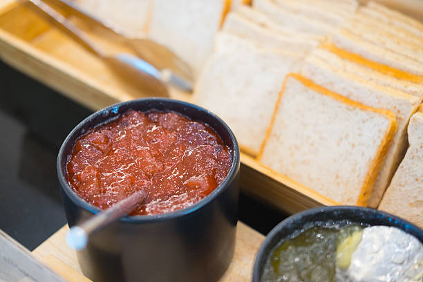 Strawberry jam and toast