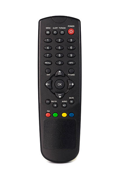 istock Infrared remote control for TV satellite receiver, isolated 589459880