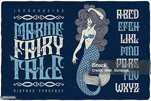 Vintage Decorative Type Set Stock Illustration - Download Image Now - Mermaid, Typescript, Retro Style