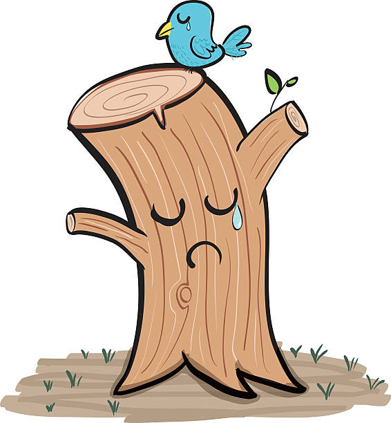 Crying Tree Stump Stock Illustration - Download Image Now - Deforestation,  Sadness, Tree - iStock