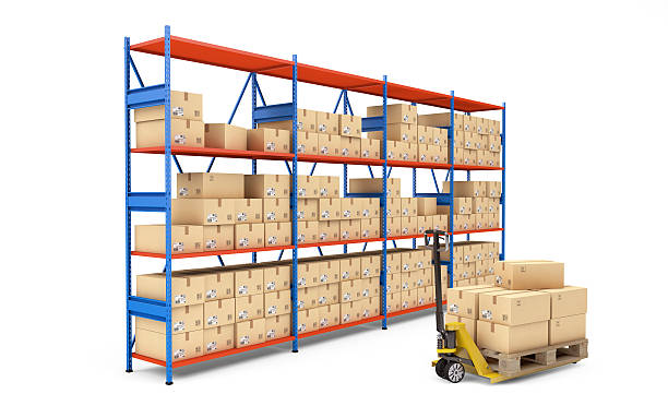 istock Warehouse rack full of cardboard boxes. 3d rendering 589540588