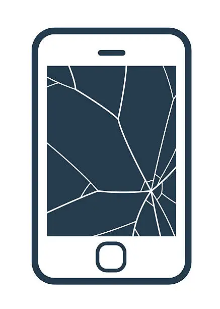 Vector illustration of Mobile phone icon with smashed screen