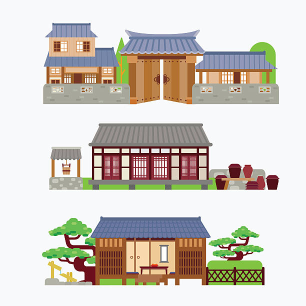 Japanese house vector art illustration