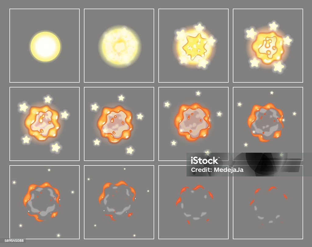 Explosion Animation Keyframes Fire Explosion Special Effect Animation Frames Stock Illustration ...