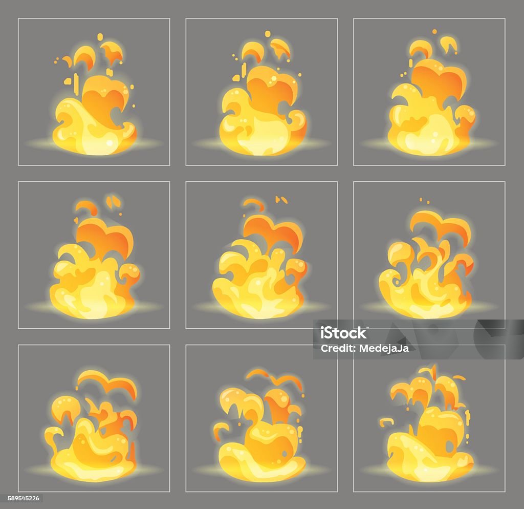 Fire Animation Bar Burning Fire Special Effect Animation Frames Stock Illustration ...