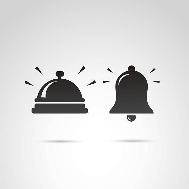 значок колокола изолирован на белом фоне. - hotel bell service bell white background stock illustrations