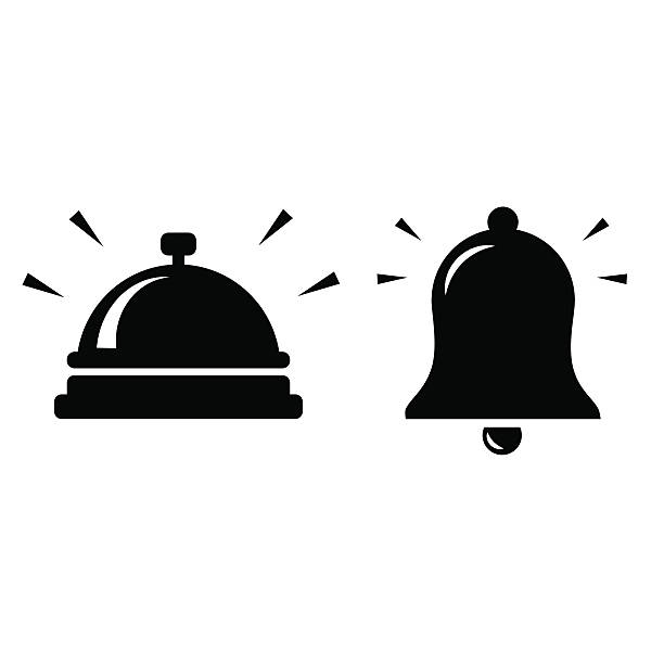 значок колокола изолирован на белом фоне. - hotel bell service bell white background stock illustrations