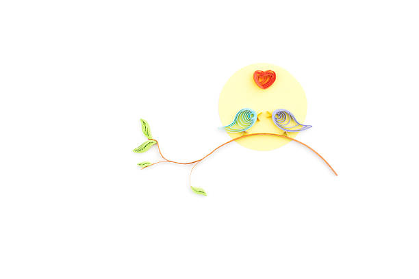 Hand made of paper quilling technique. Valentine's day. Love concept.