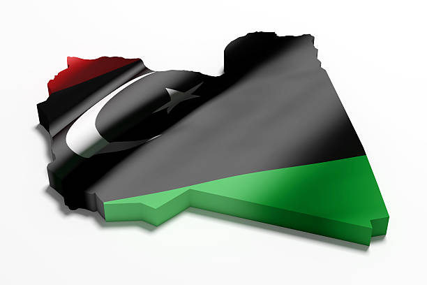 3d rendering of Libya map and flag.