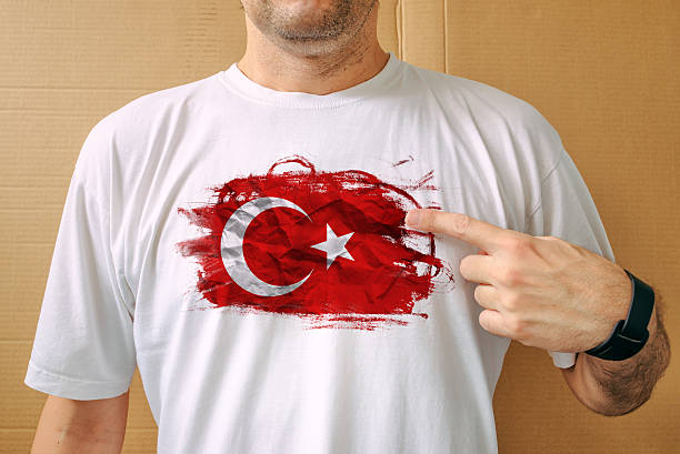 istock Handsome man proudly wearing white shirt with Turkish flag 589548942