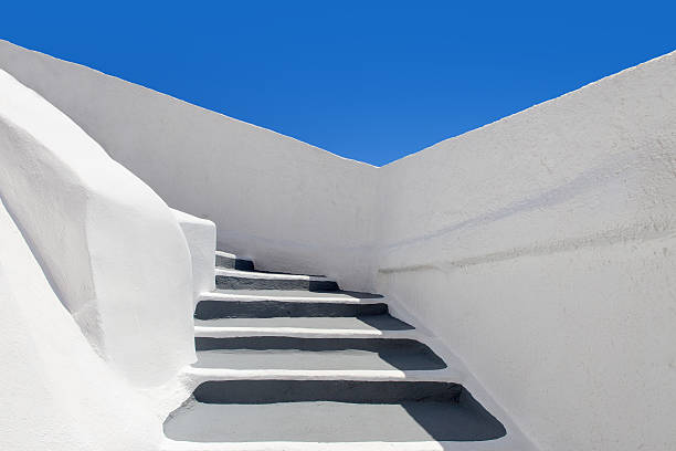 istock Famous white and grey stairs of Santorini 589549876