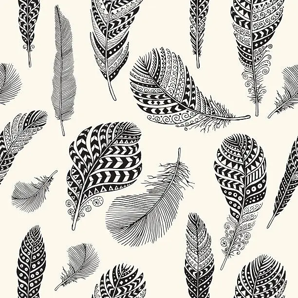 Vector illustration of Seamless feathers pattern