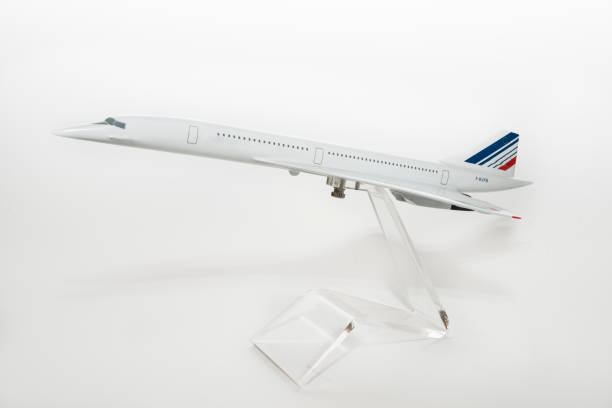 Concorde plane model on white Braslovce, Slovenia - June 16, 2015: Concorde model on white supersonic airplane stock pictures, royalty-free photos & images